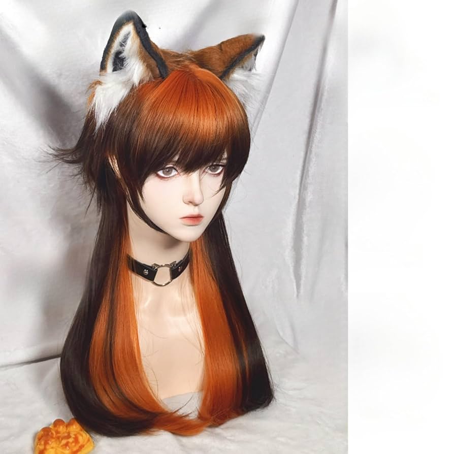 再お値下げです、ブラウン ストレート ウィッグ 中程度の長さ ウィッグ ロング ブラウン ストレート メンズ 茶色 60cm【現物